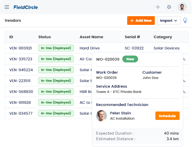 Technicians, Crew, and Service Vendor Management