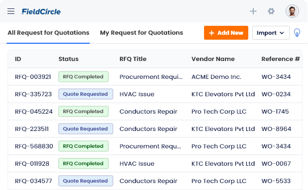 Vendor Management with RFQ