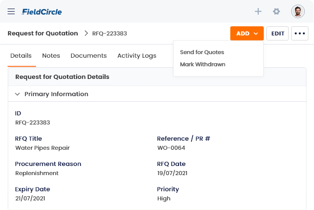 Quote On Service Request